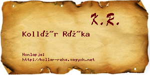 Kollár Réka névjegykártya